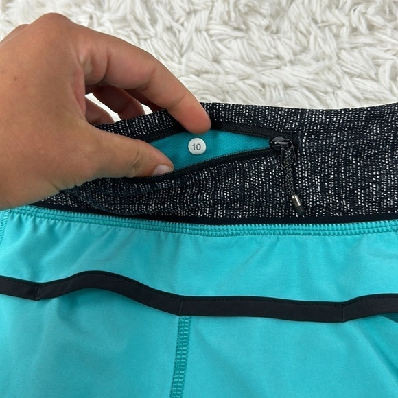 Lululemon Run: Speed Short *4-way Stretch Blue Tropics / Burlap Texture Black - Picture 6 of 6